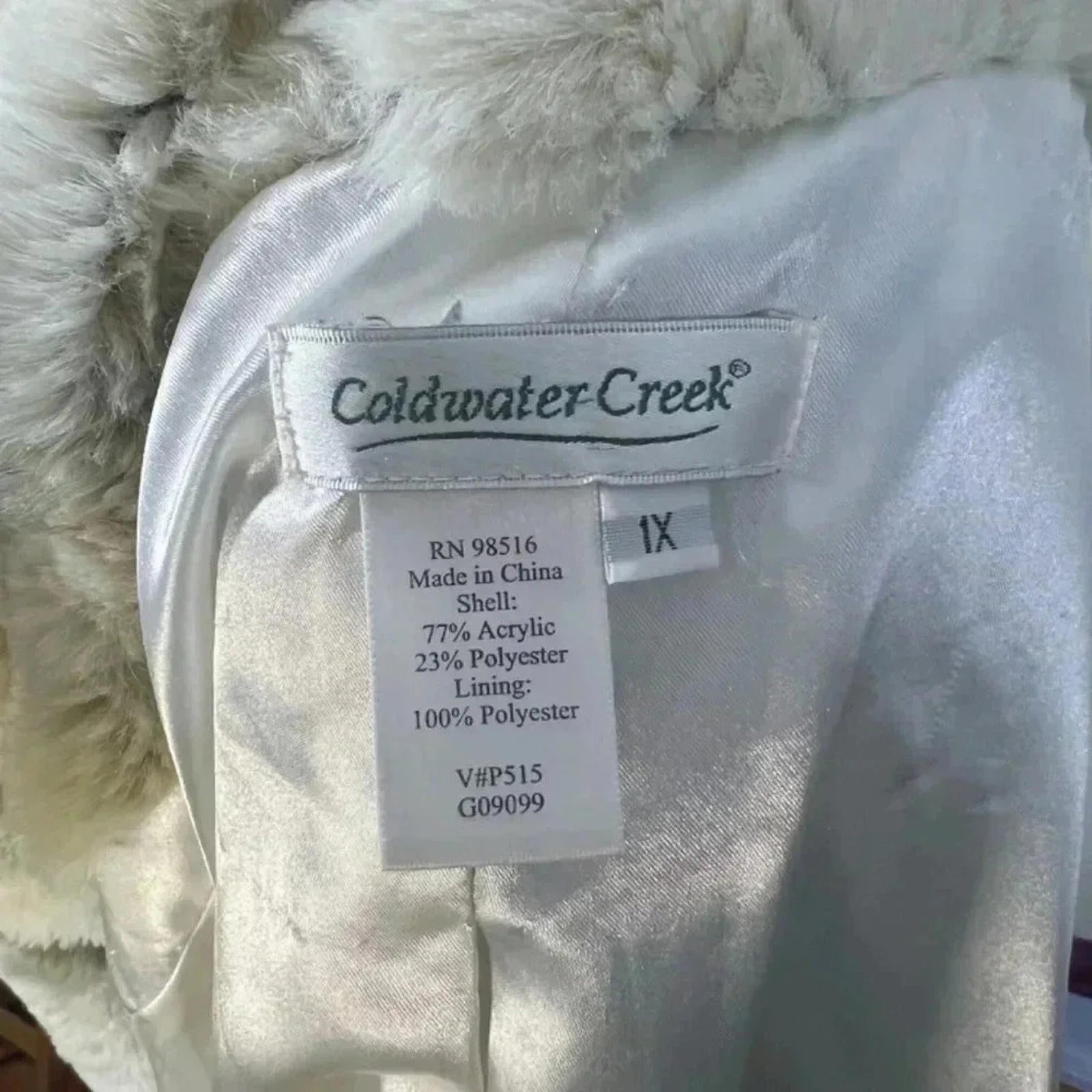 Coldwater Creek Tan Faux Fur Jacket size 1X XL mob wife