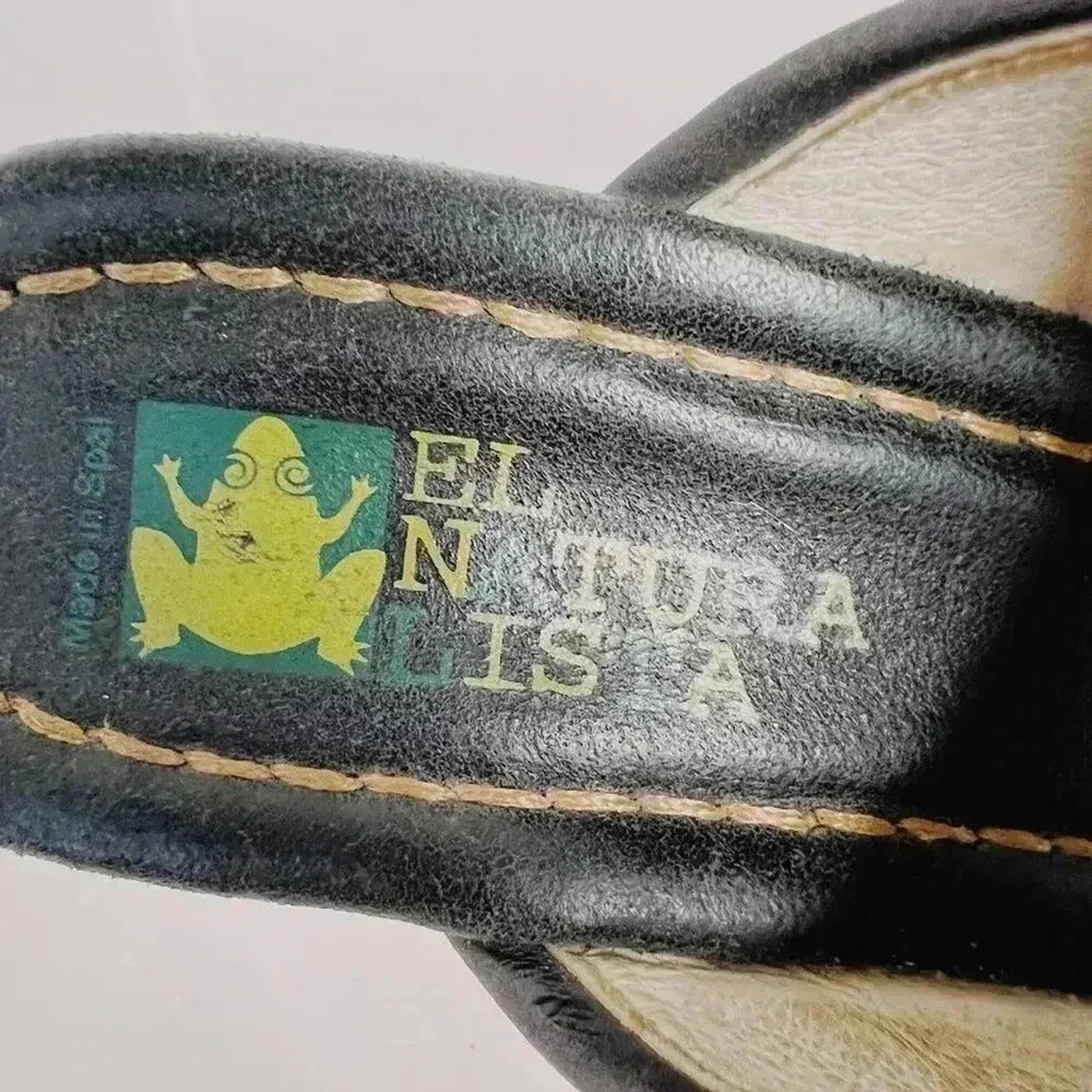 El Naturalista Leather Heeled Flip Flop Sandals Wedge Women's size 11 US