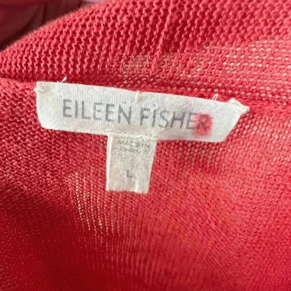 Eileen Fisher Coral Short Sleeve Linen Cardigan Open Front Size L
