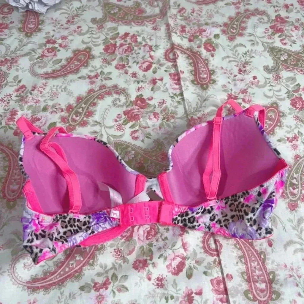 PINK Victoria's Secret Wear Everywhere Demi Bra Leopard Print Pink Flowers 34C