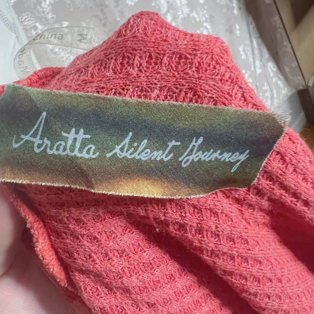 Aratta Silent Journey Waterfall Waffle Knit Open Cardigan Beading Boho Size M