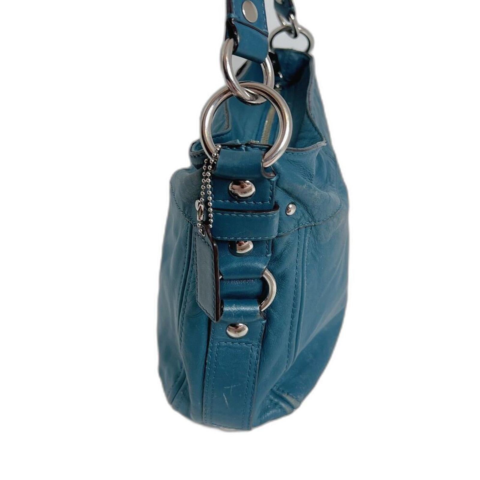 Vintage Coach Leather Hobo Bag Tosca Teal Blue Shoulder Bag Purse