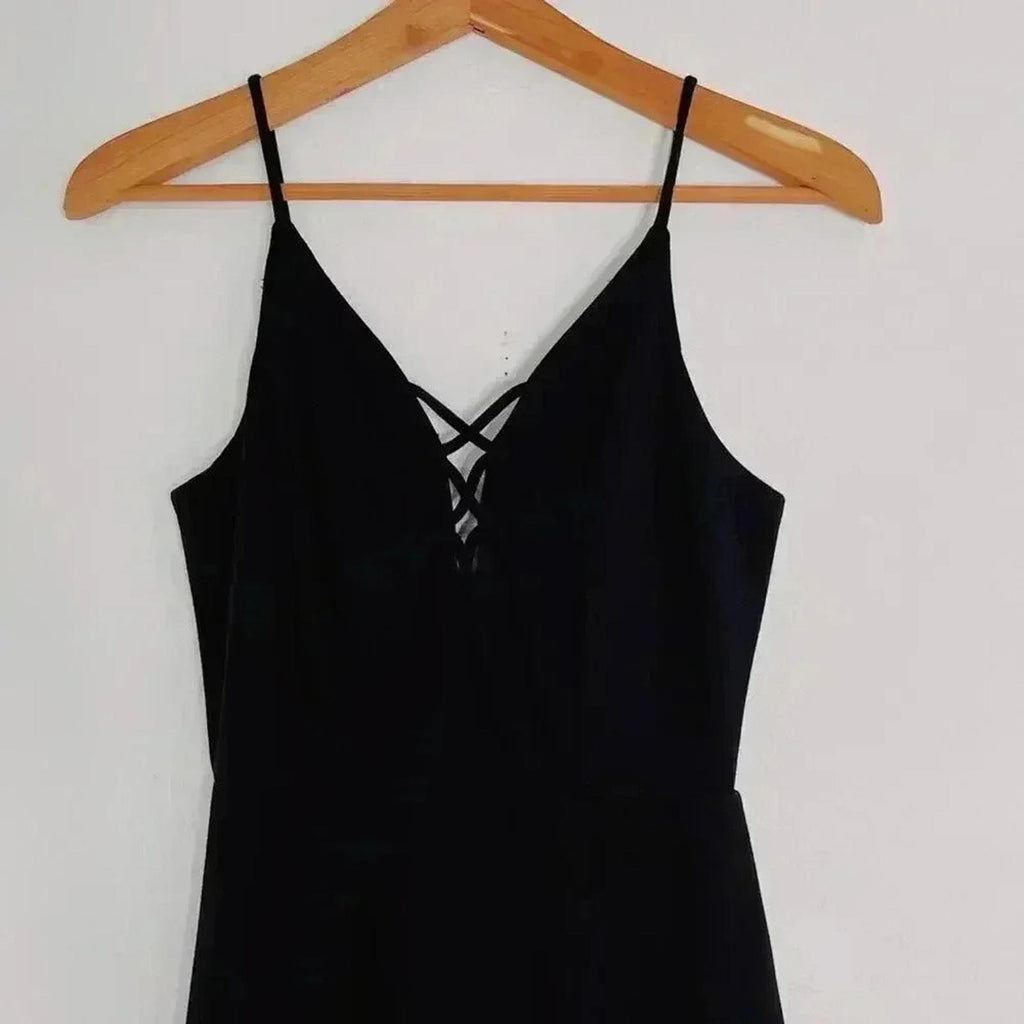 NWOT Soprano Lace Up Black Bodycon Dress Cocktail Formal LBD Women's Size S