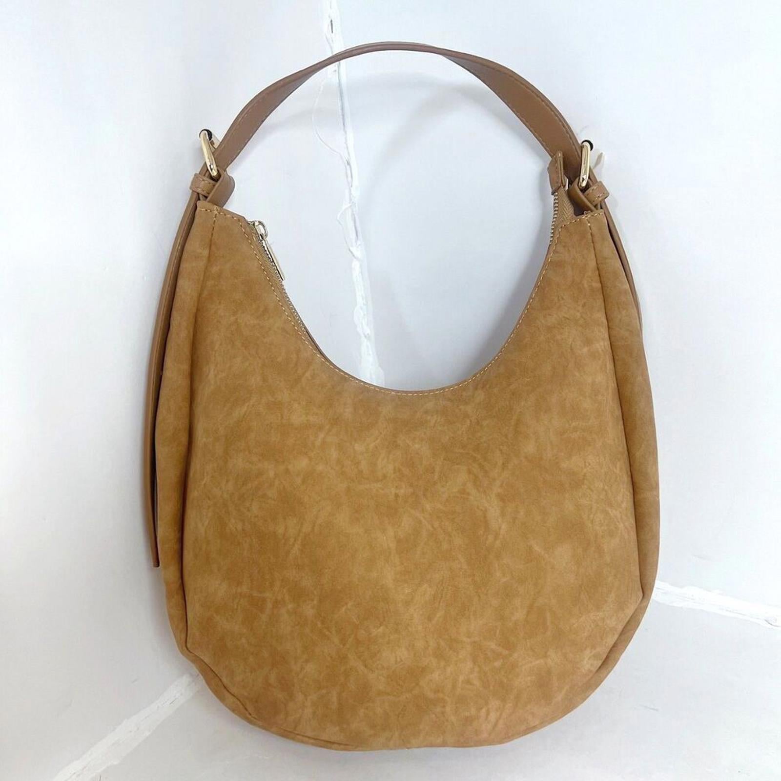NWOT 4th and Reckless Una Faux Suede Crescent Bag in Brown Purse Handbag