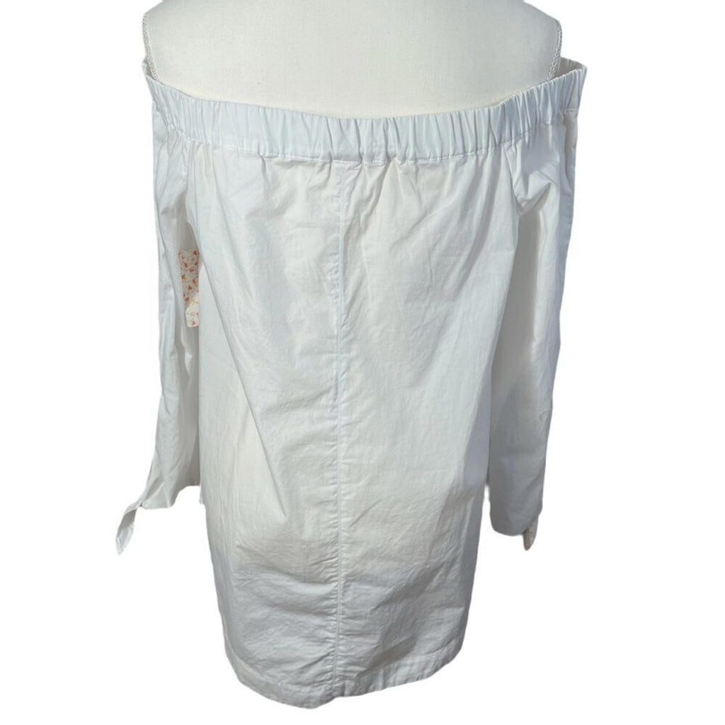 NWT Free People Show Me Some Shoulder Off Shoulder White Cotton Blouse Size S