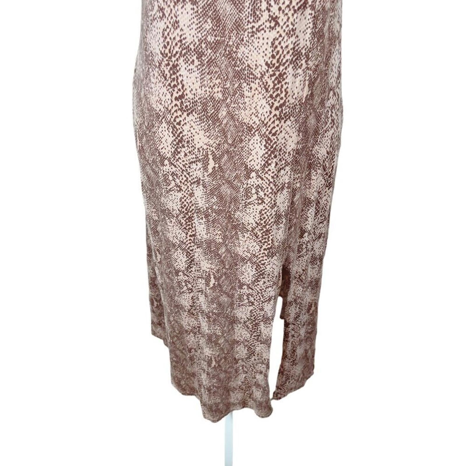 Urban Outfitters UO  Pink and Brown Snakeprint Midi Dress Slit Women's Size M