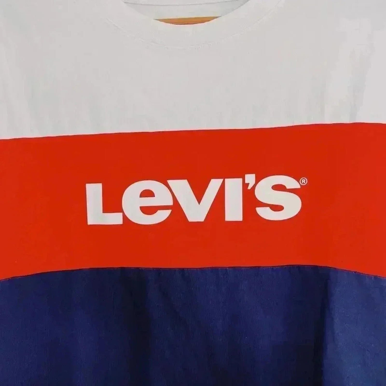 Levi's Blue and Red Crop Top Summer Americana Women's Size M