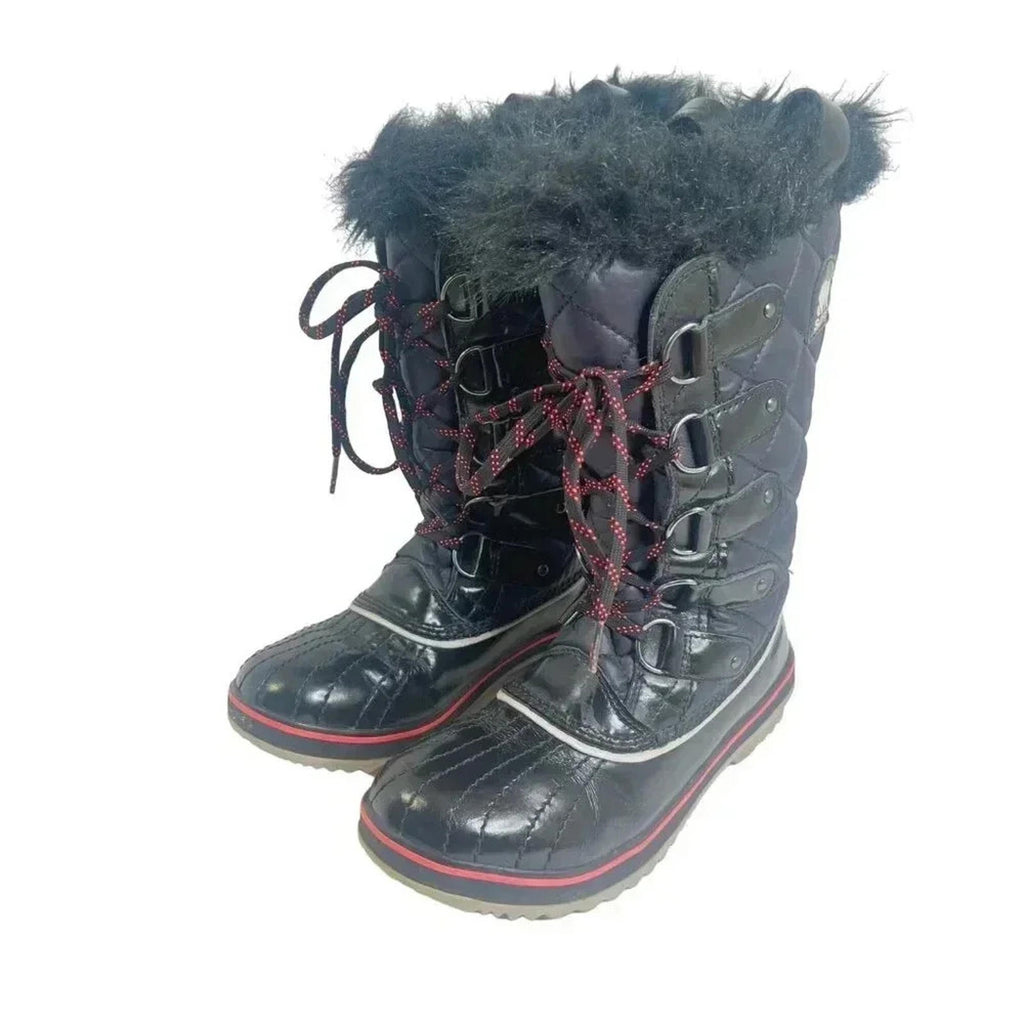 Sorel Tofino Cate Black Winter Snow Boots Quilted Waterproof Size 7
