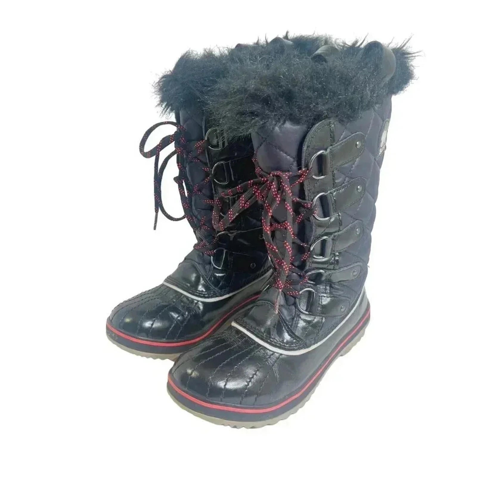 Sorel Tofino Cate Black Winter Snow Boots Quilted Waterproof Size 7