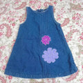 Vintage Maggie & Zoe Little Girl Baby Denim Dress Purple Flowers 18M