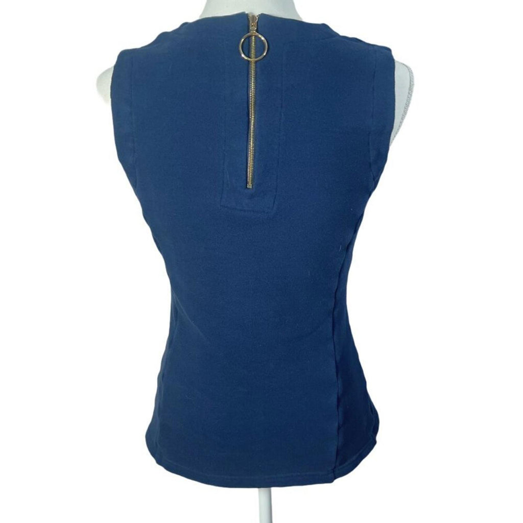 Derek Lam 10 Crosby Navy Blue Sleeveless Top Tank Top Terry Cloth Size 6