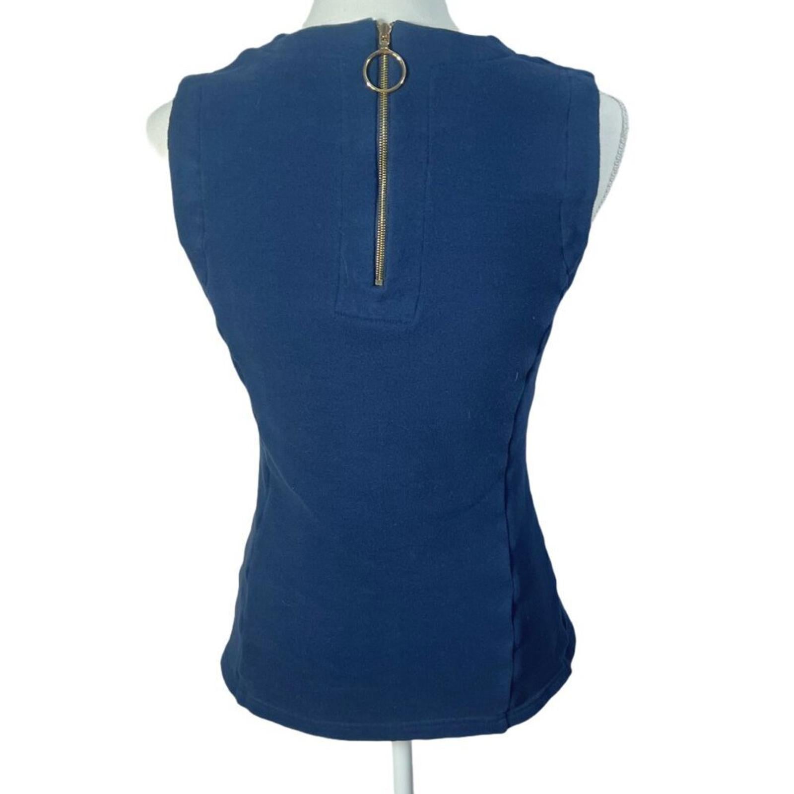 Derek Lam 10 Crosby Navy Blue Sleeveless Top Tank Top Terry Cloth Size 6