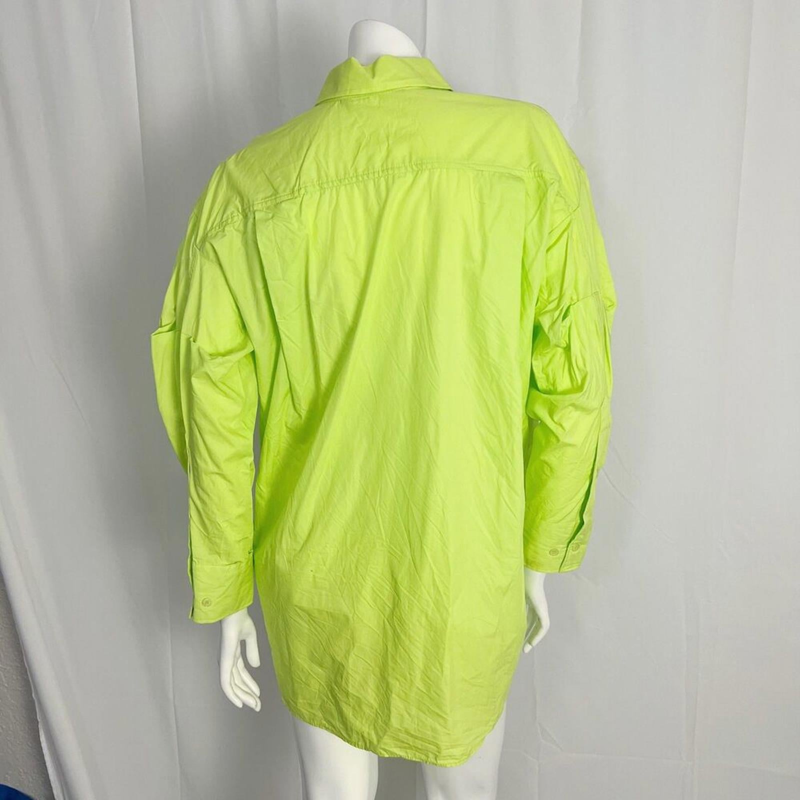 Zara Neon Green Long Sleeve Button Up Shirt Women's Size S