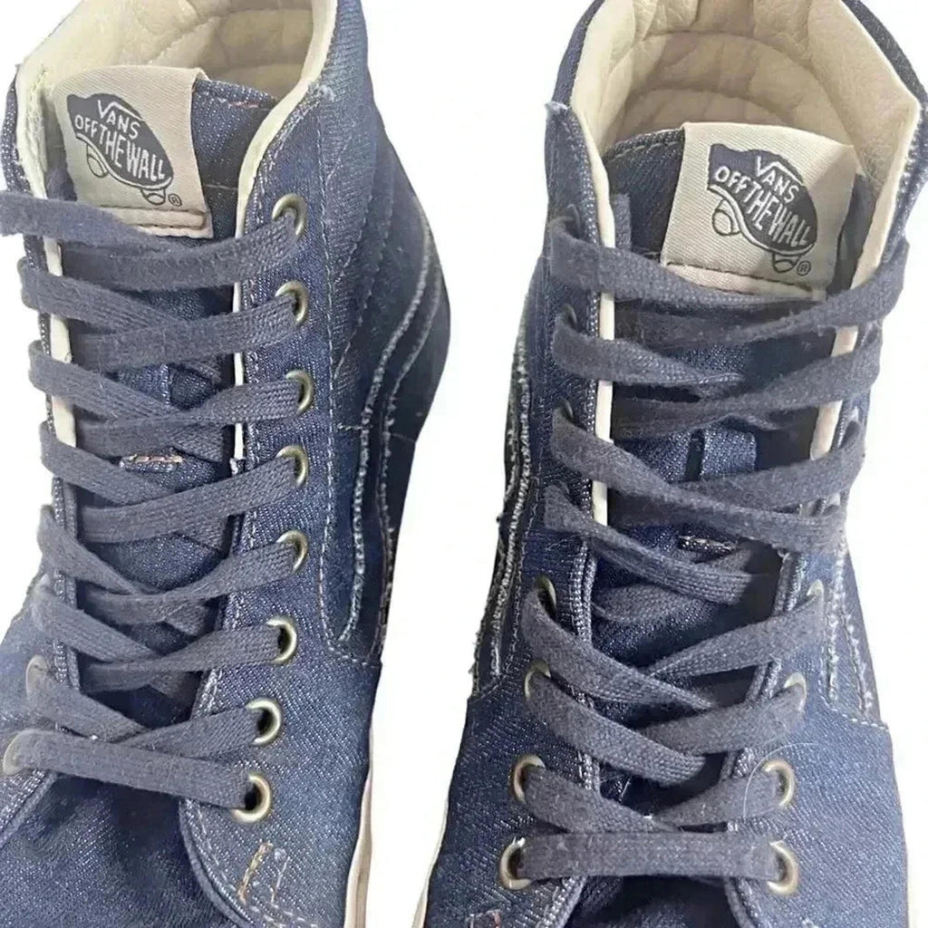 Vans Denim Sk8 Hi Dark Blue High Top Sneakers Skate Sneakers Women's Size 9.5