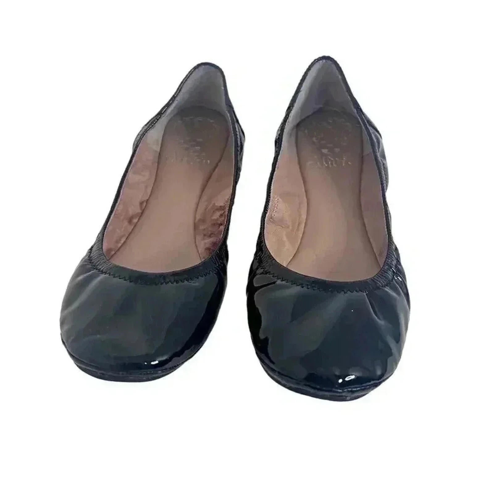 Vince Camuto Black Patent Leather Ballet Flats Women's Size 8.5 Balletcore