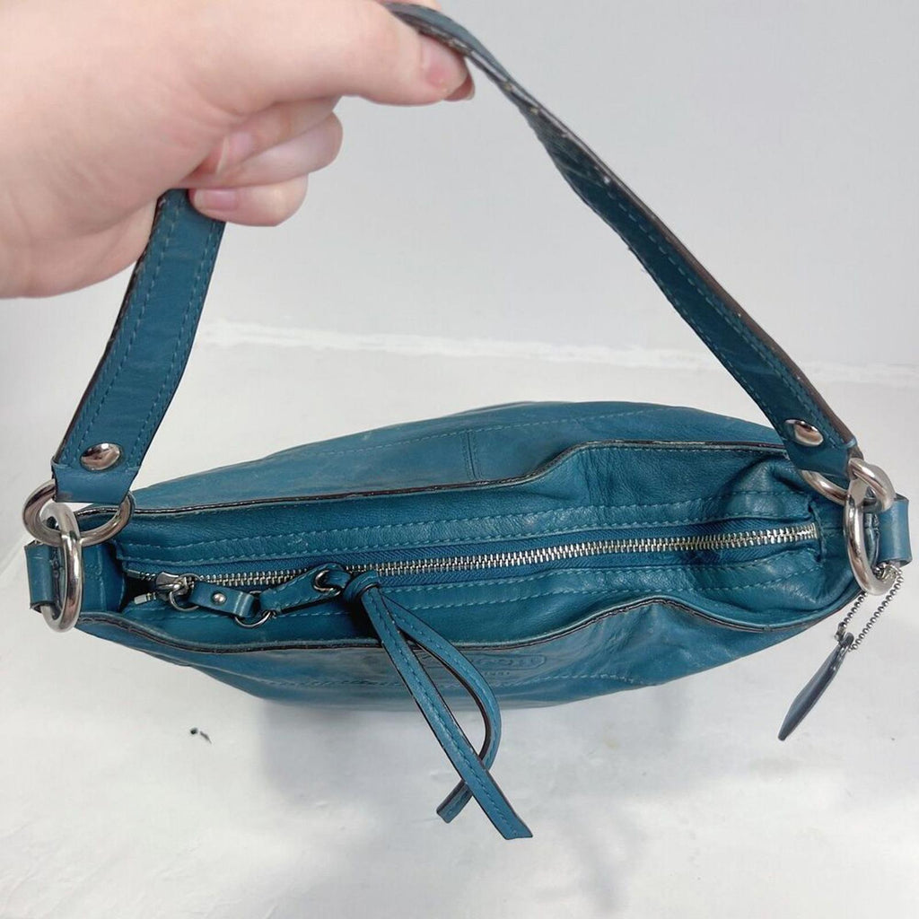 Vintage Coach Leather Hobo Bag Tosca Teal Blue Shoulder Bag Purse