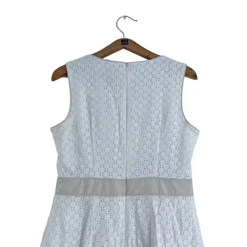 Ann Taylor White Cream Eyelet A Line Dress Spring Summer Dress Women's Size 10