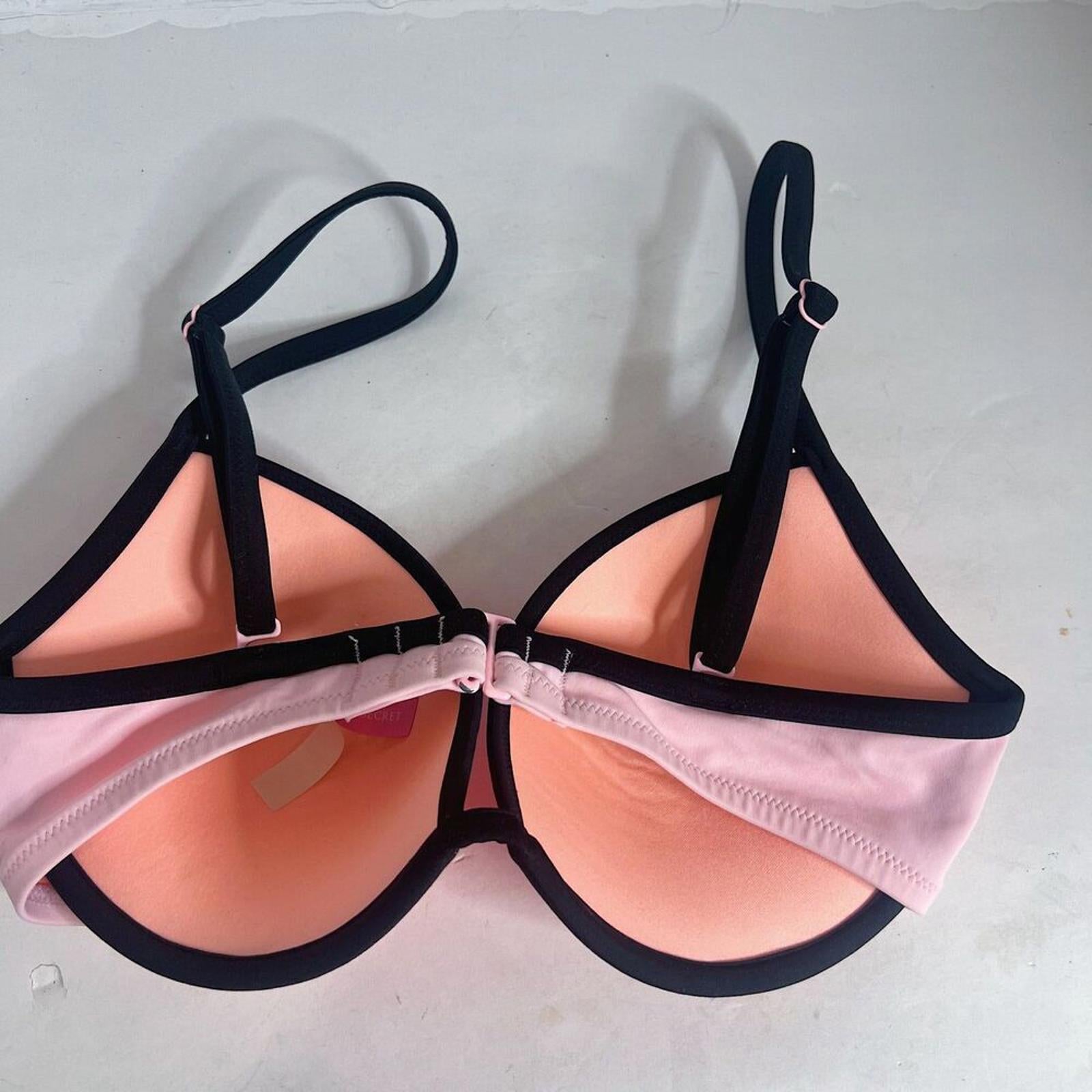 Victoria's Secret the Fabulous Pink Geometric Push Up Bikini Top Size 32DD