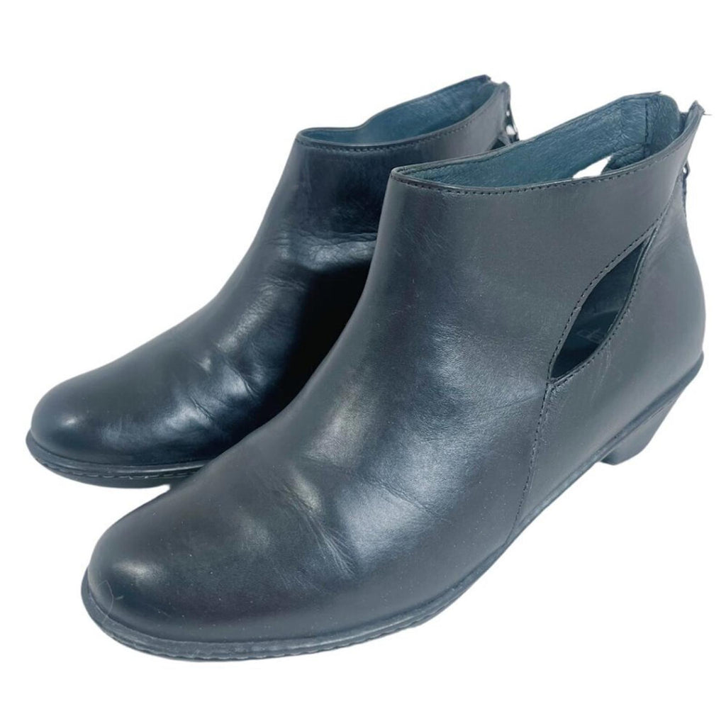 Dansko Bonita Black Leather Booties Ankle Boots Cutout Women's Size 7.5 US