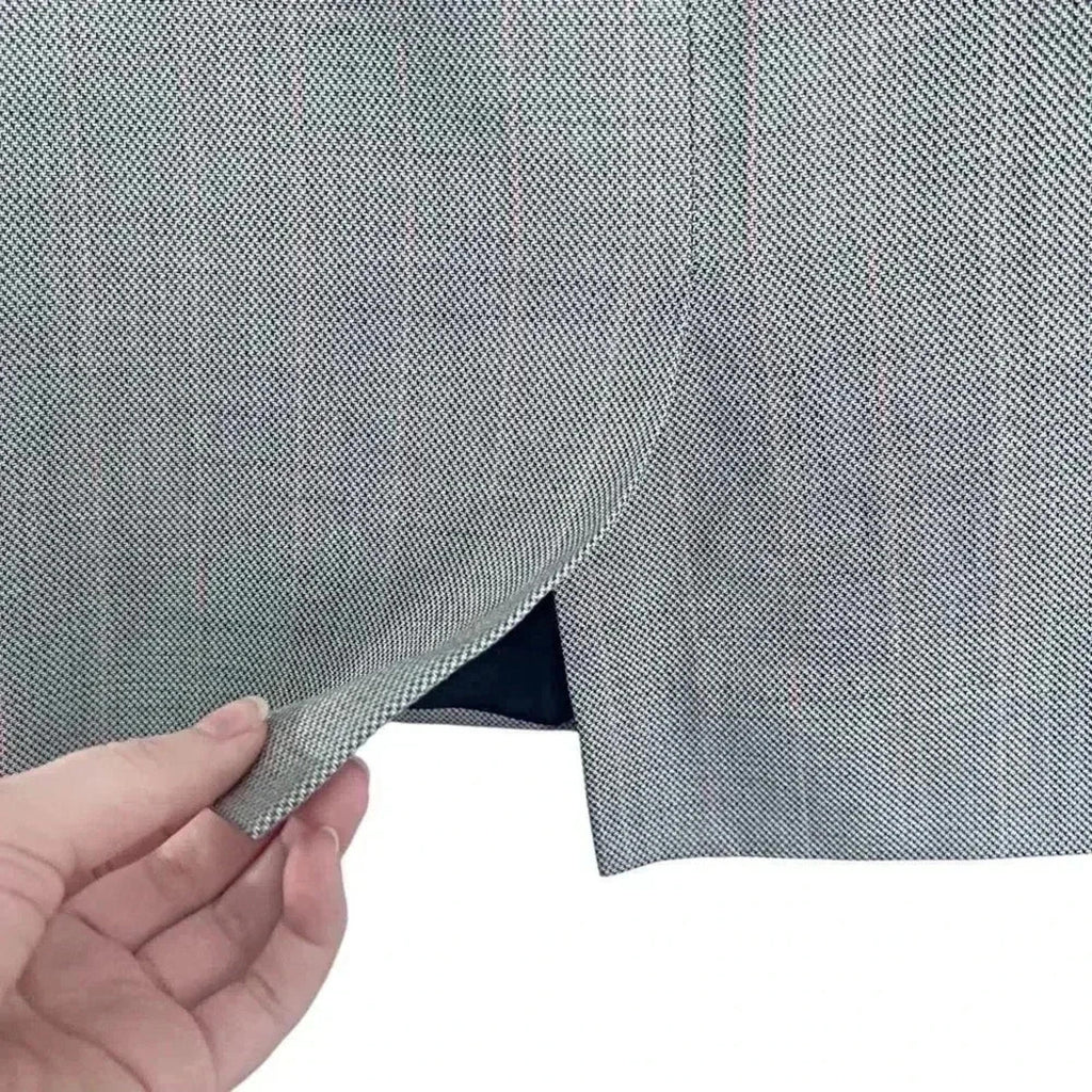 Vintage Escada Houndstooth Plaid Pencil Skirt Knee Length Office Siren Size 14
