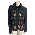 Vintage Christmas Sweater Beaded Embroidered Nutcracker Ugly Sweater Size XL