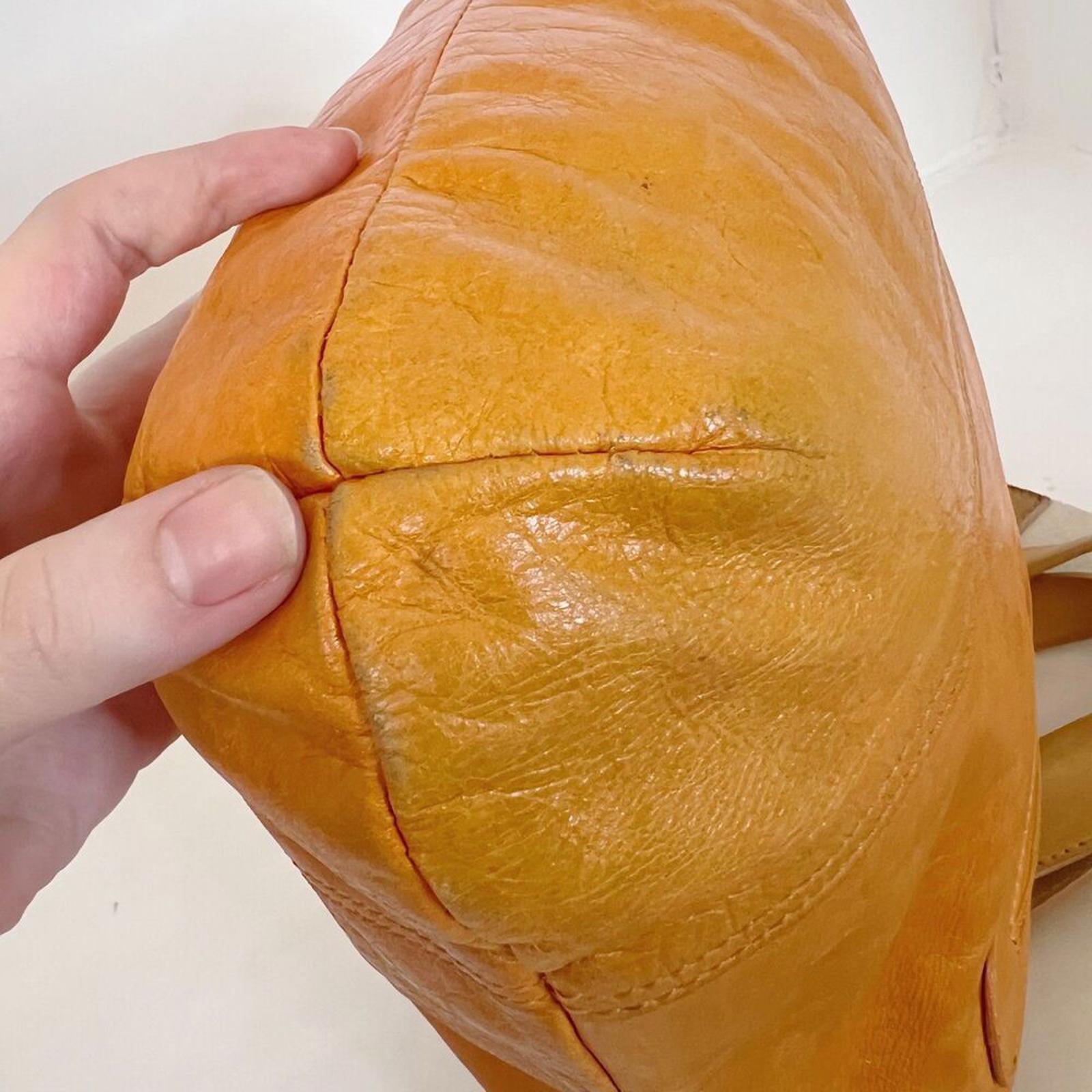Maurizio Taiuti Italian Orange Leather Handbag Crossbody Purse