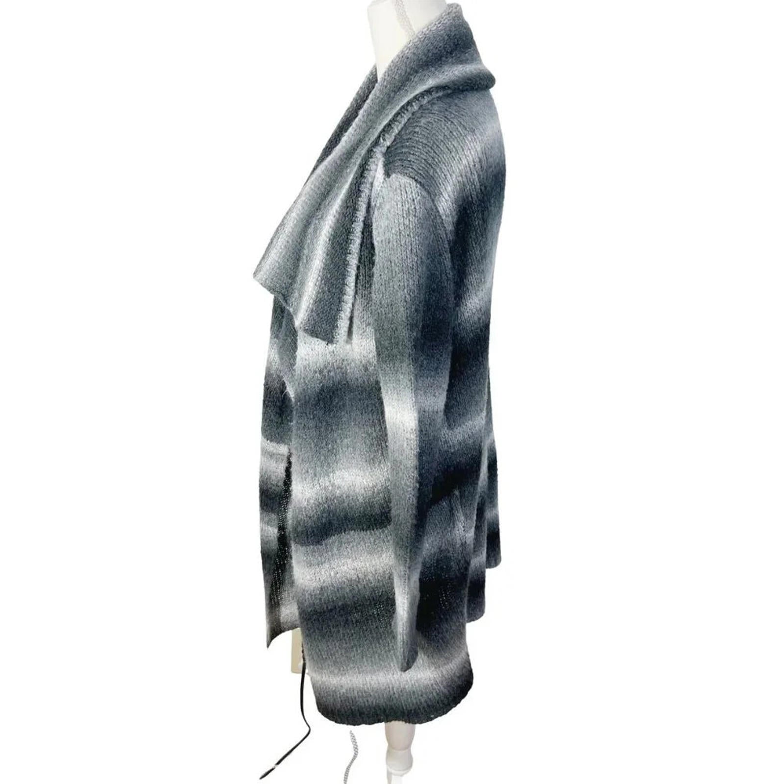 Saks 5th Avenue Blue Grey Striped Cardigan Ombre Sweater Women's Size S