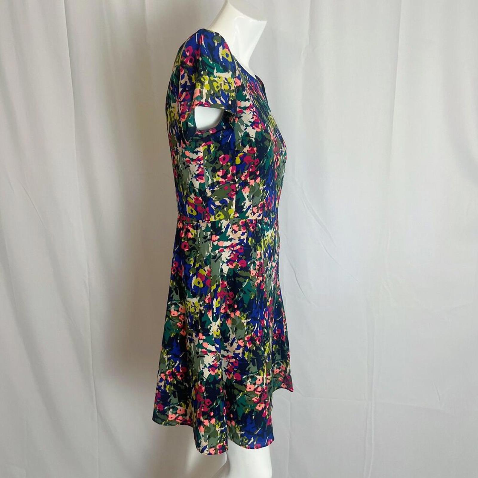 J. Crew Green Watercolor Floral A Line Dress Women's Size 6