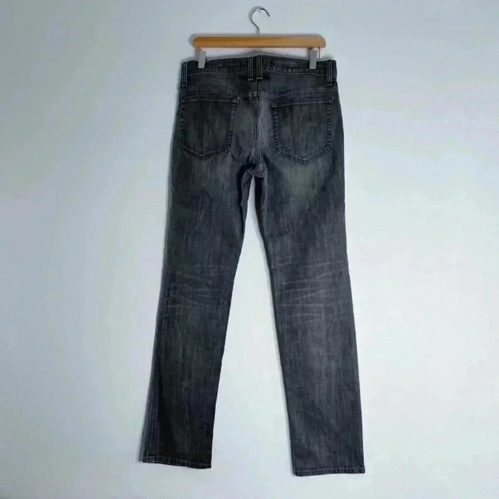 Joe's Jeans The Brixton Grey Straight Leg Jeans Mid Rise Distressed Size 31