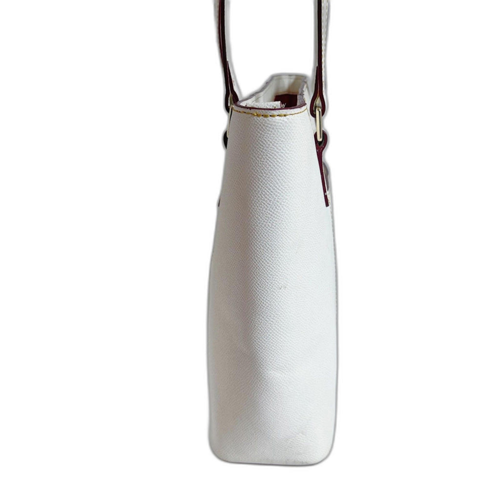 Dooney & Bourke Saffiano Pebble Grain Small Lexington White Leather Tote Bag