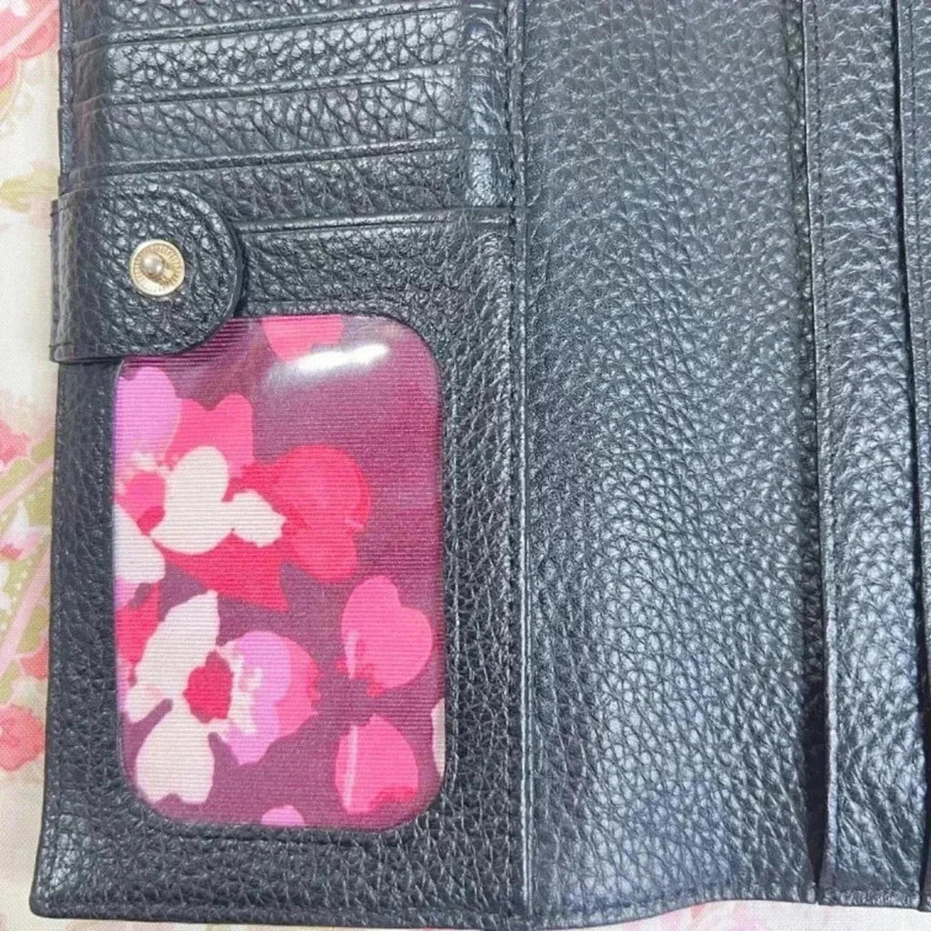 Kate Spade Light Pink and Black Colorblock Wristlet Pebbled Leather Ballerina