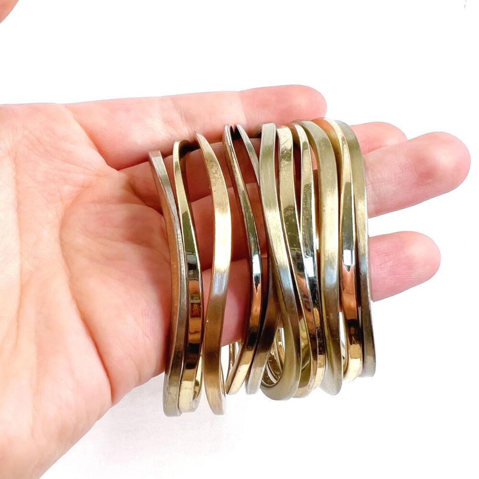 Gold Irregular Asymmetrical Bangle Set Bracelets Boho Chic Bohemian