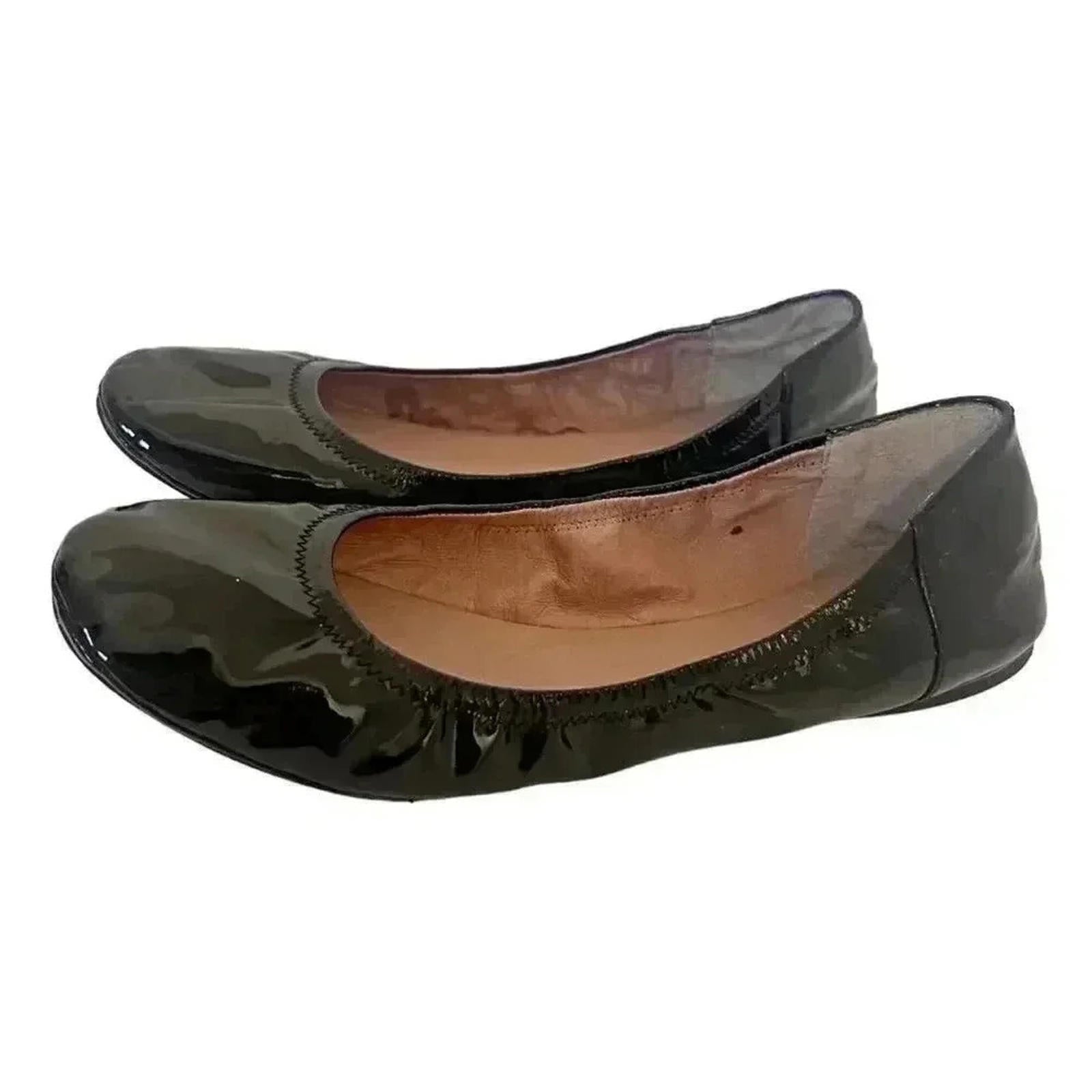 Vince Camuto Black Patent Leather Ballet Flats Women's Size 8.5 Balletcore