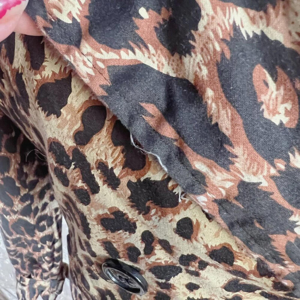 Vertigo Paris Leopard Print Trench Coat Jacket Animal Print Women's Size M
