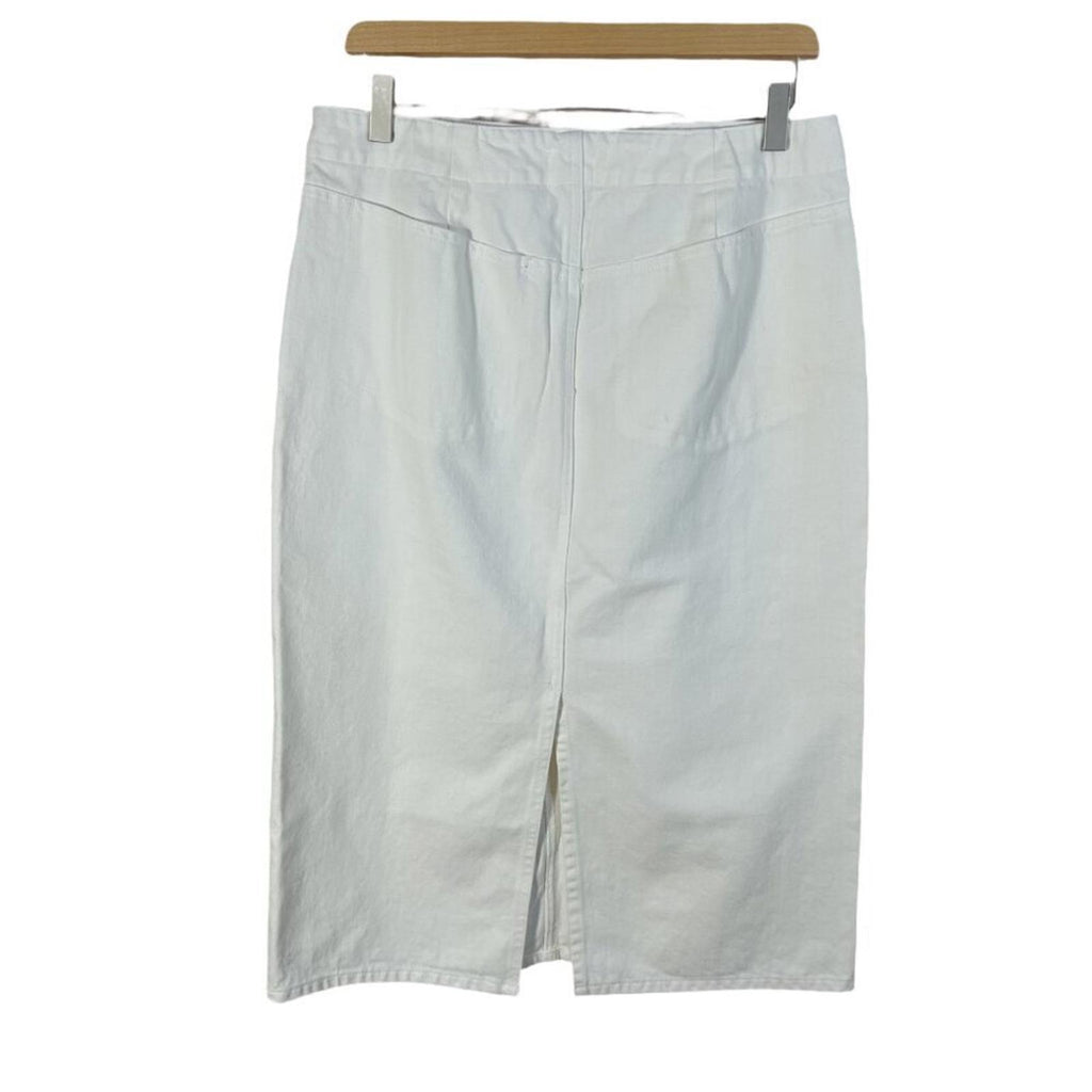 Uniqlo White Denim Pencil Skirt Knee Length Women's Size 10