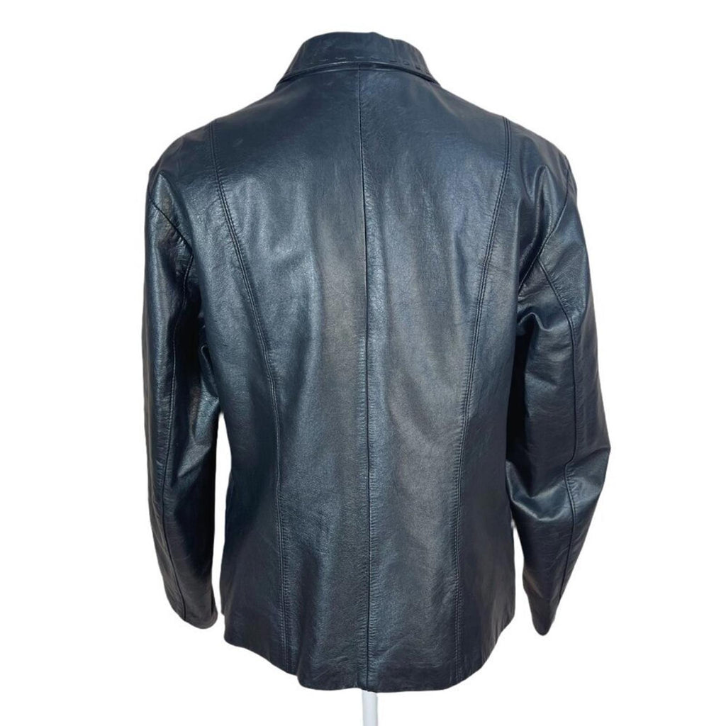 Vintage Argentinian Black Leather Jacket Stitching Details Women's Size XL