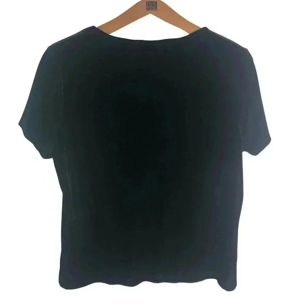 Vintage 90s Jaclyn Smith Black Velvet Crew Neck Tee Gothic Grunge Punk Size L