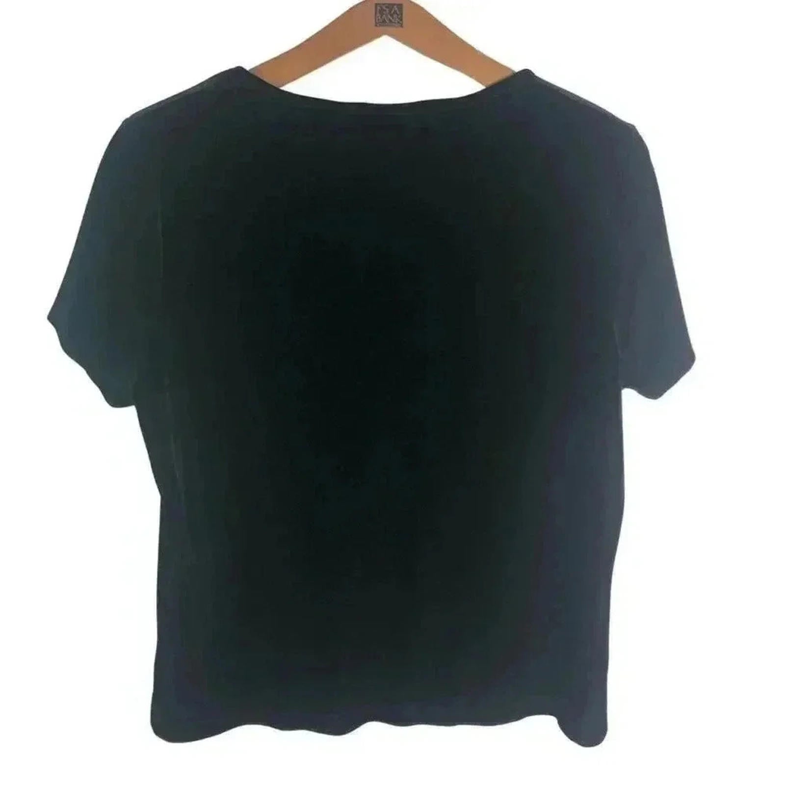 Vintage 90s Jaclyn Smith Black Velvet Crew Neck Tee Gothic Grunge Punk Size L
