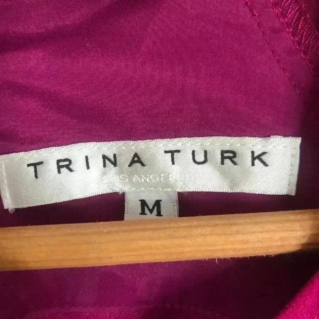 Trina Turk Embellished Keyhole Mini Dress Fuscia Pink Women's Size M
