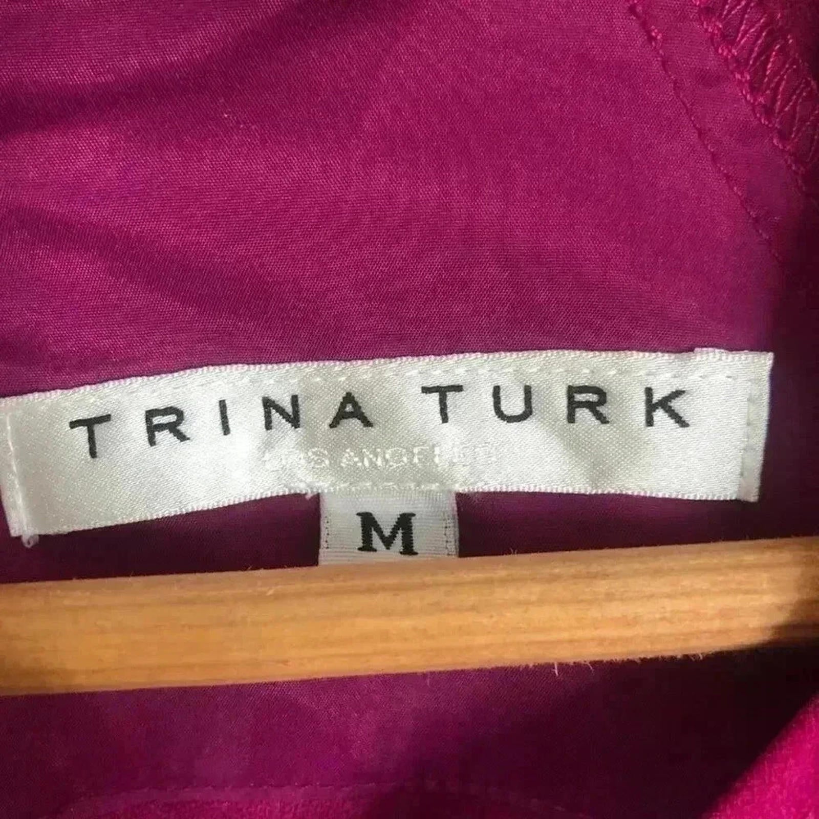 Trina Turk Embellished Keyhole Mini Dress Fuscia Pink Women's Size M