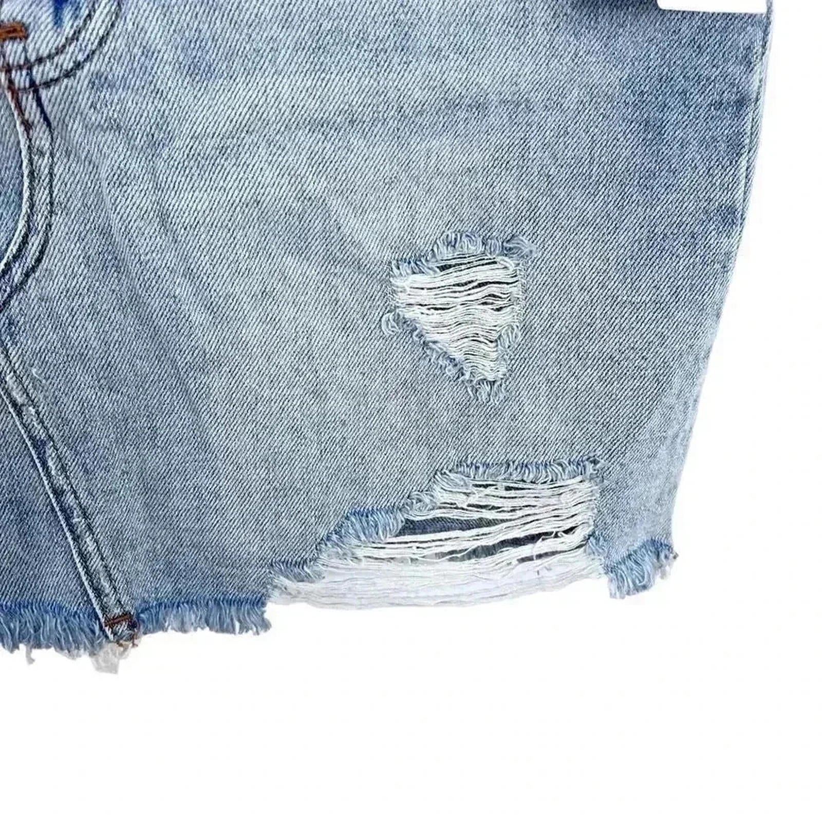 NWT BDG Distressed Denim Skirt Light Wash High Rise Women's Size S