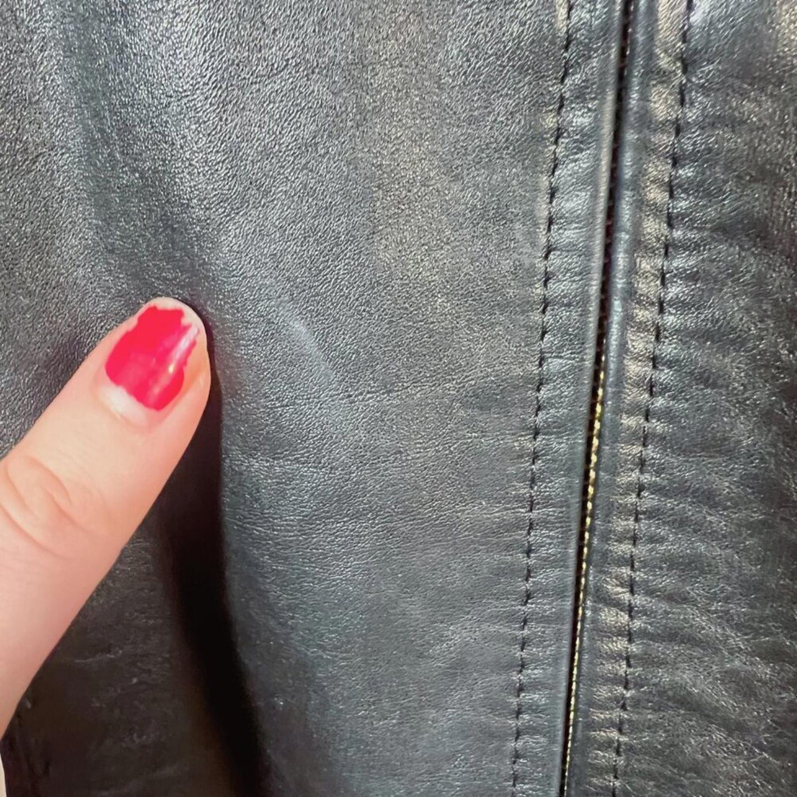 Vintage Argentinian Black Leather Jacket Stitching Details Women's Size XL
