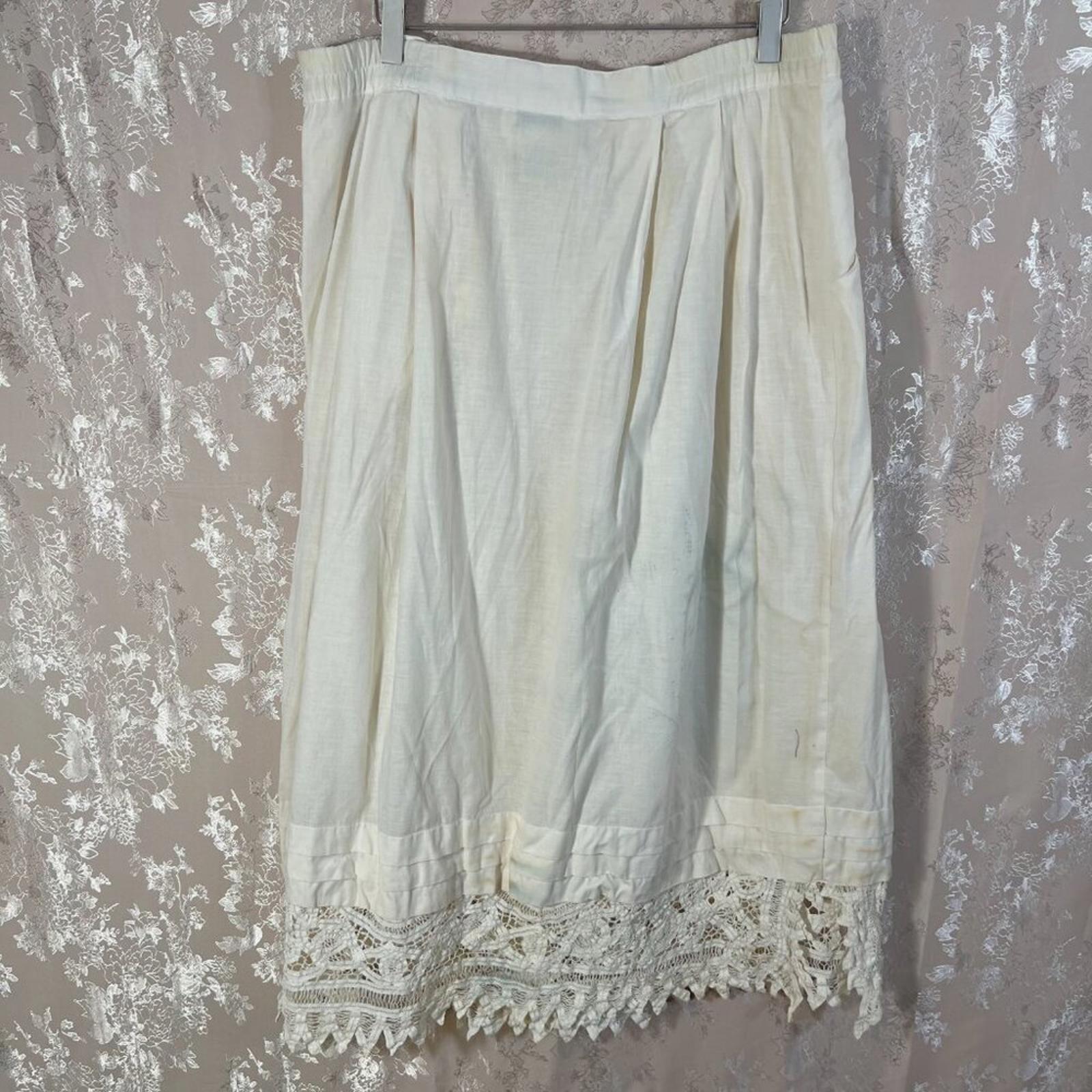 Vintage Carry Back Folk Skirt Peasant Lace Embroidered Maxi Skirt Cream Size 14