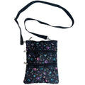 LeSportSac Black Purple and Blue Flowers Nylon Crossbody Bag Purse