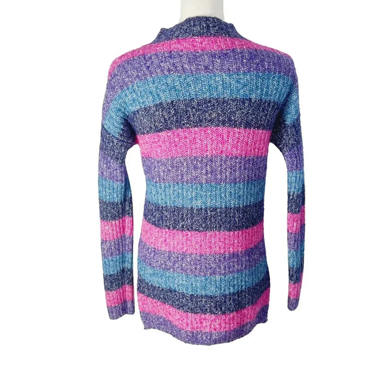 GAP Wool Blend Pink Purple and Blue Striped Sweater Mock Neck Women's Size XS
