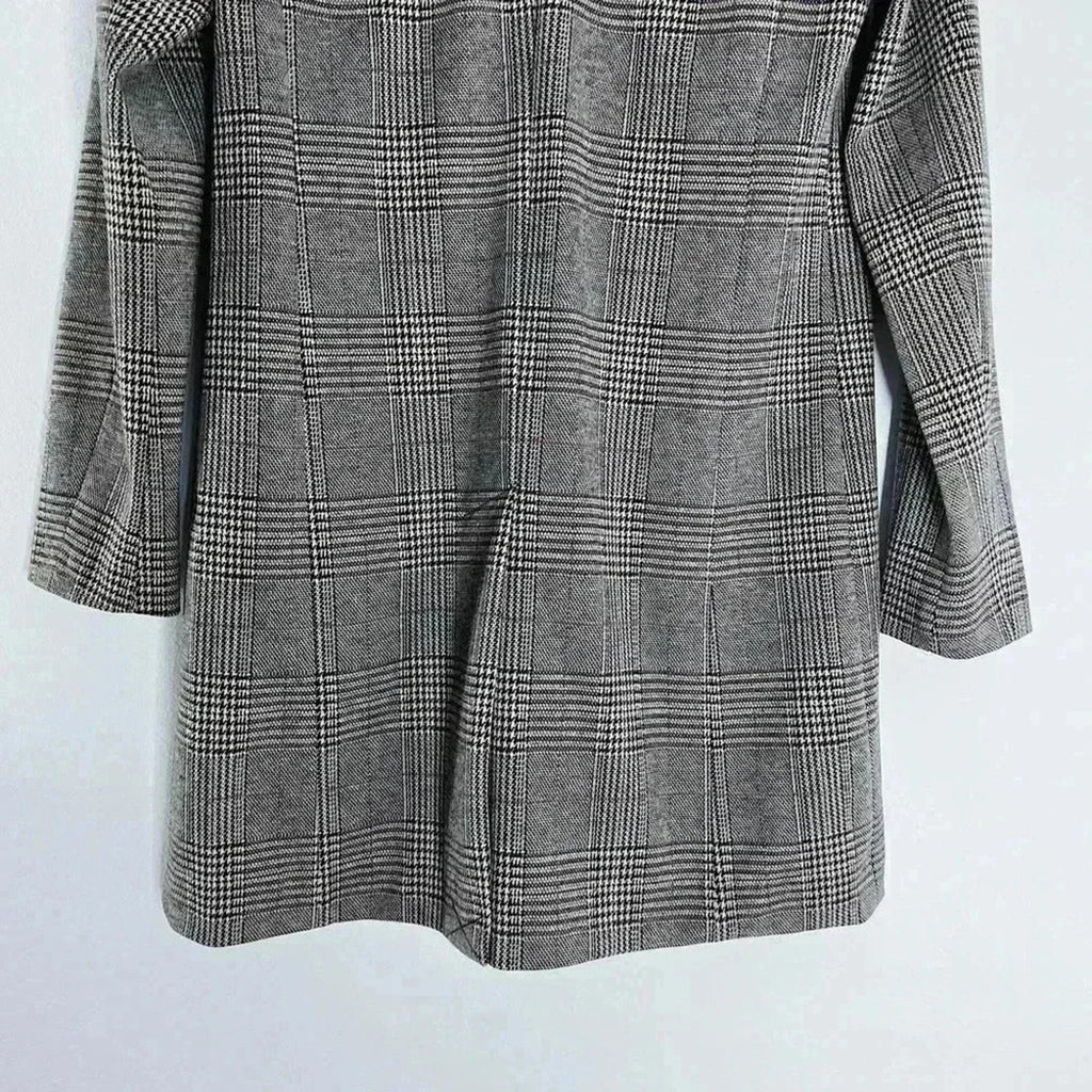 Avec Les Filles Plaid Houndstooth Jacket Black White Quiet Luxury Size L
