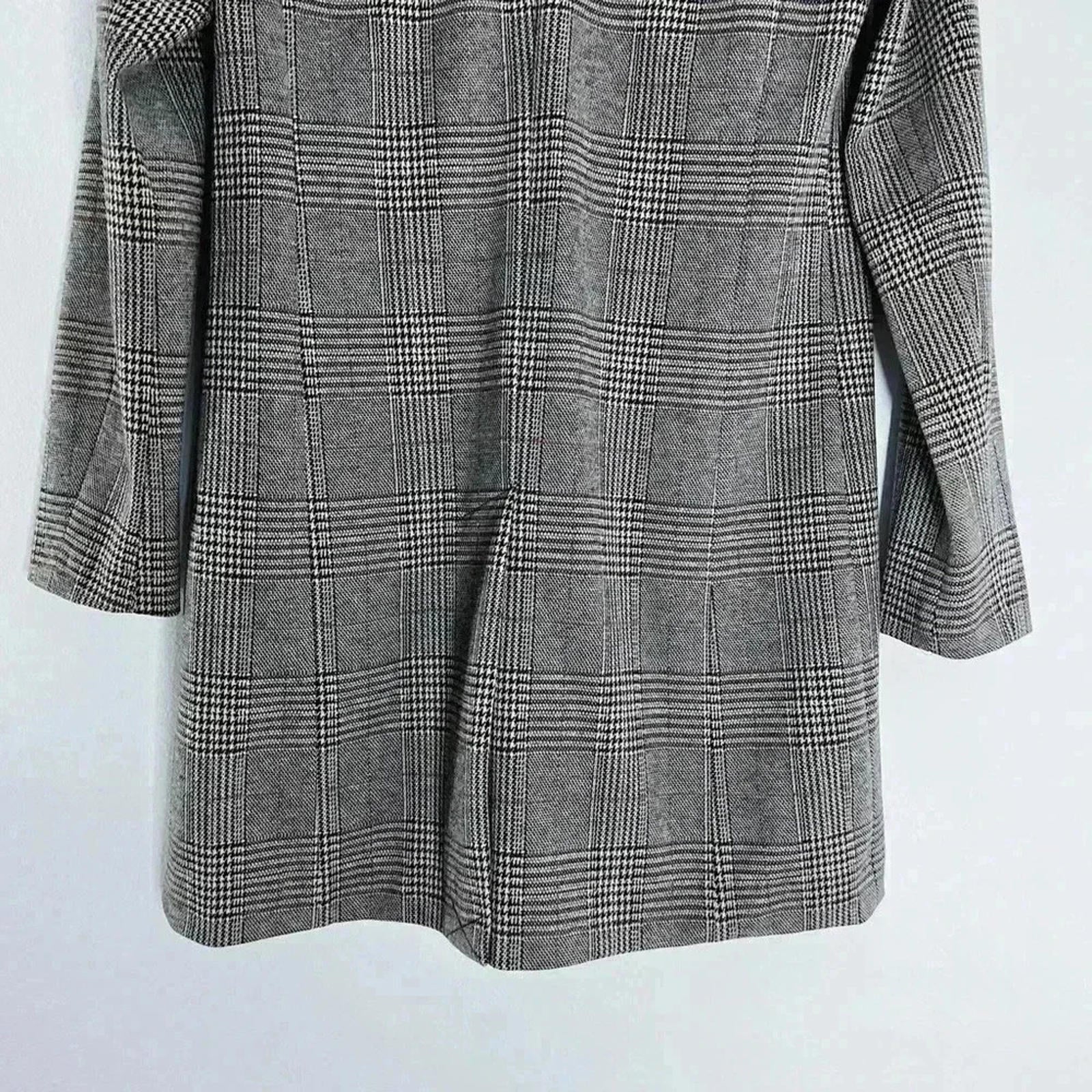 Avec Les Filles Plaid Houndstooth Jacket Black White Quiet Luxury Size L