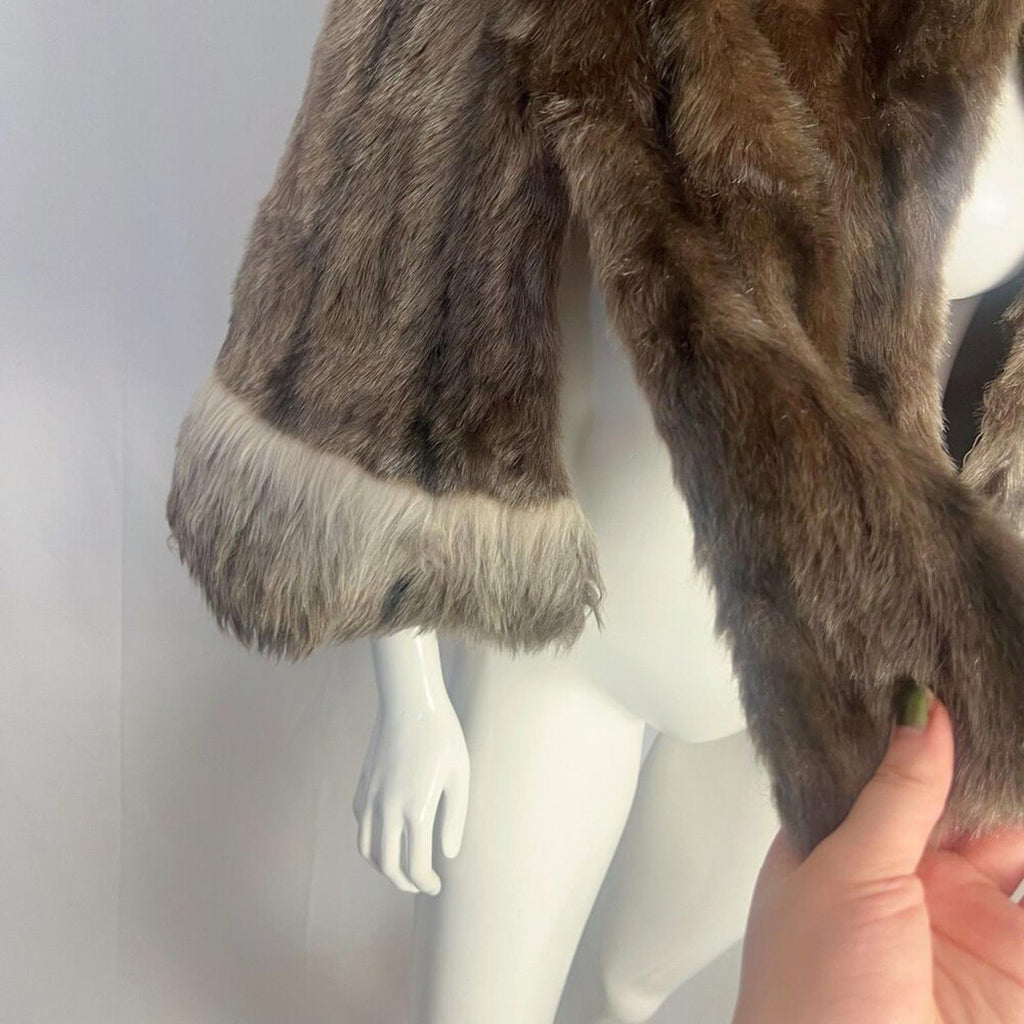 Vintage 1960s Regina Glenara by Glenoit Brown Faux Fur Cape Mob Wife Old Money