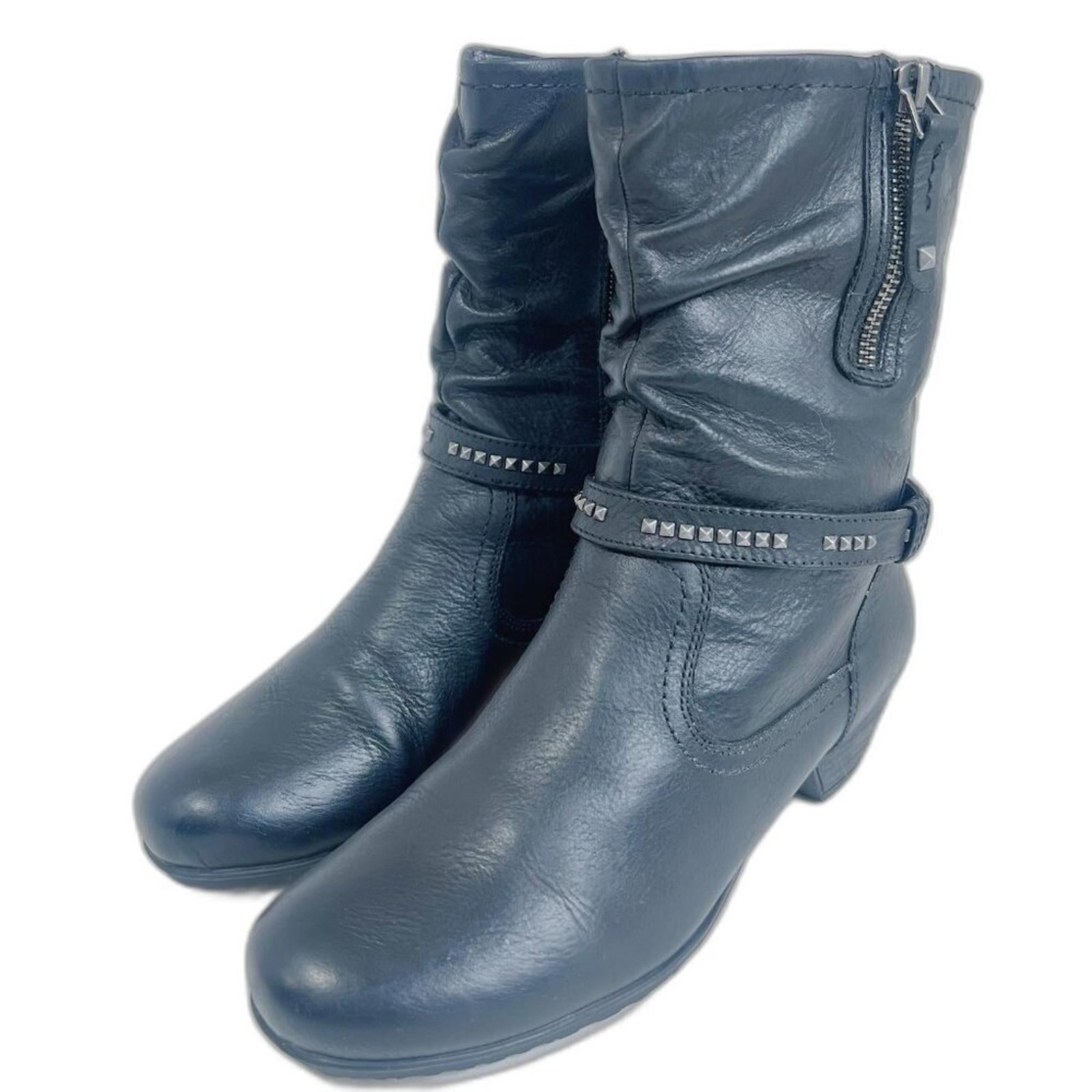 Abeo Marsh Black Leather Bootie Studded Moto Boot Women's Size 6.5N