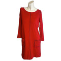 Joan Vass Red Long Sleeve Dress Black Dots Studs Women's Size 1 M